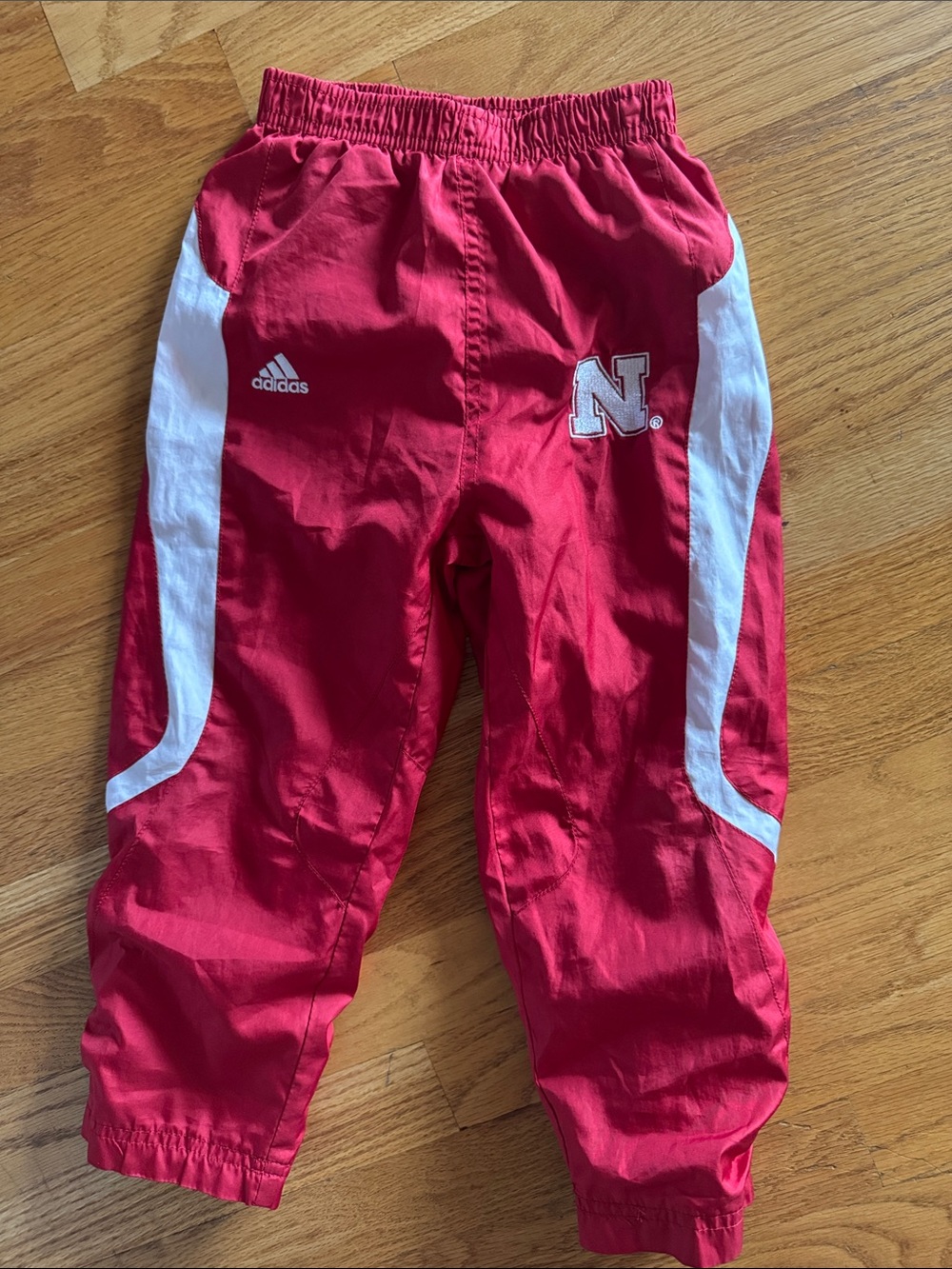 adidas Red Nebraska Huskers Kids' Joggers with White Side Panels